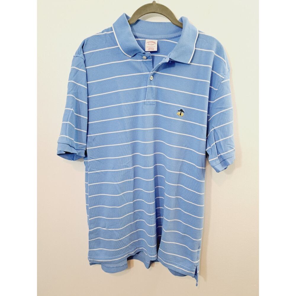 Brooks Brothers Performance Polo Men's Blue Stripe In Size Large Golf